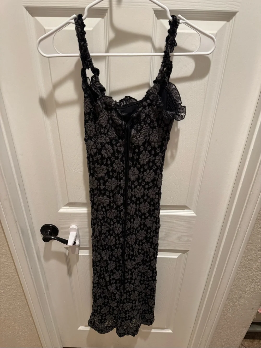 Free People Lucinda lace Black Floral Smocked Tie-Front Midi Dress autumn